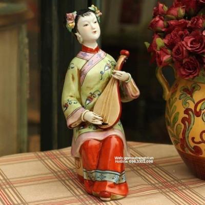 BỘ 4 TƯỢNG SỨ CÔ GÁI CHƠI NHẠC CỤ